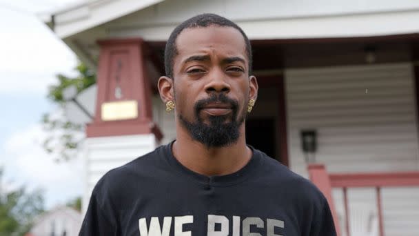 PHOTO: Carlton Steverson speaks of his heroics during the May 14, 2022, mass shooting at the Buffalo grocery store where he works and his life since the massacre.  (Alysha Webb/ABC News)