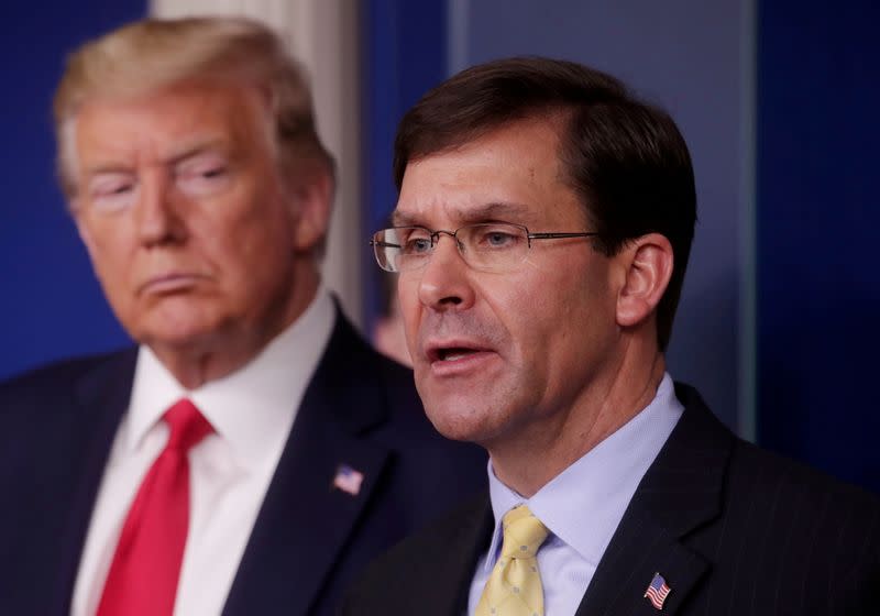 Former President Donald Trump with Secretary of Defense Mark Esper, before he was fired. 