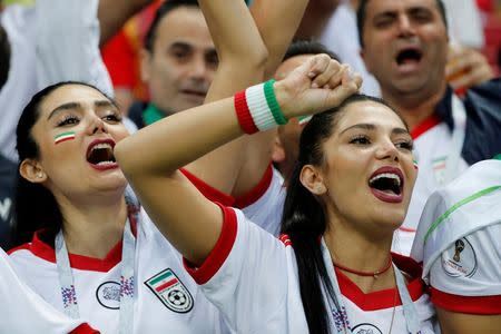 Soccer Football - World Cup - Group B - Iran vs Spain - Kazan Arena, Kazan, Russia - June 20, 2018 Iran fans inside the stadium before the match REUTERS/Jorge Silva