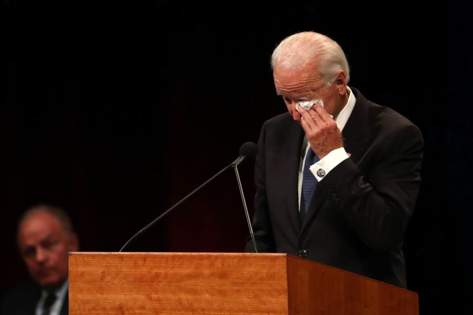 29) Former Vice President Joe Biden speaks at the memorial service for John McCain at North Phoenix Baptist Church on August 30