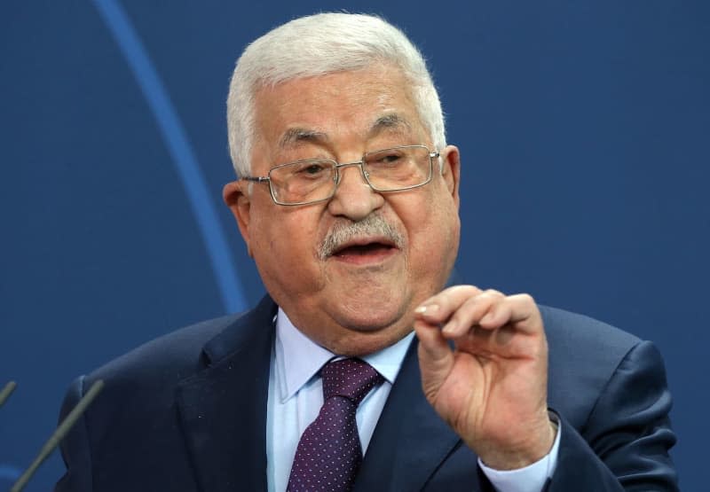 Palestinian President Mahmoud Abbas speaks during a press conference in Berlin. Wolfgang Kumm/dpa