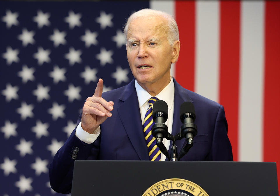 LARGO, MARYLAND - SEPTEMBER 14: U.S. President Joe Biden delivers remarks at Prince George's Community College on September 14, 2023 in Largo, Maryland. Biden spoke on his economic plan, 