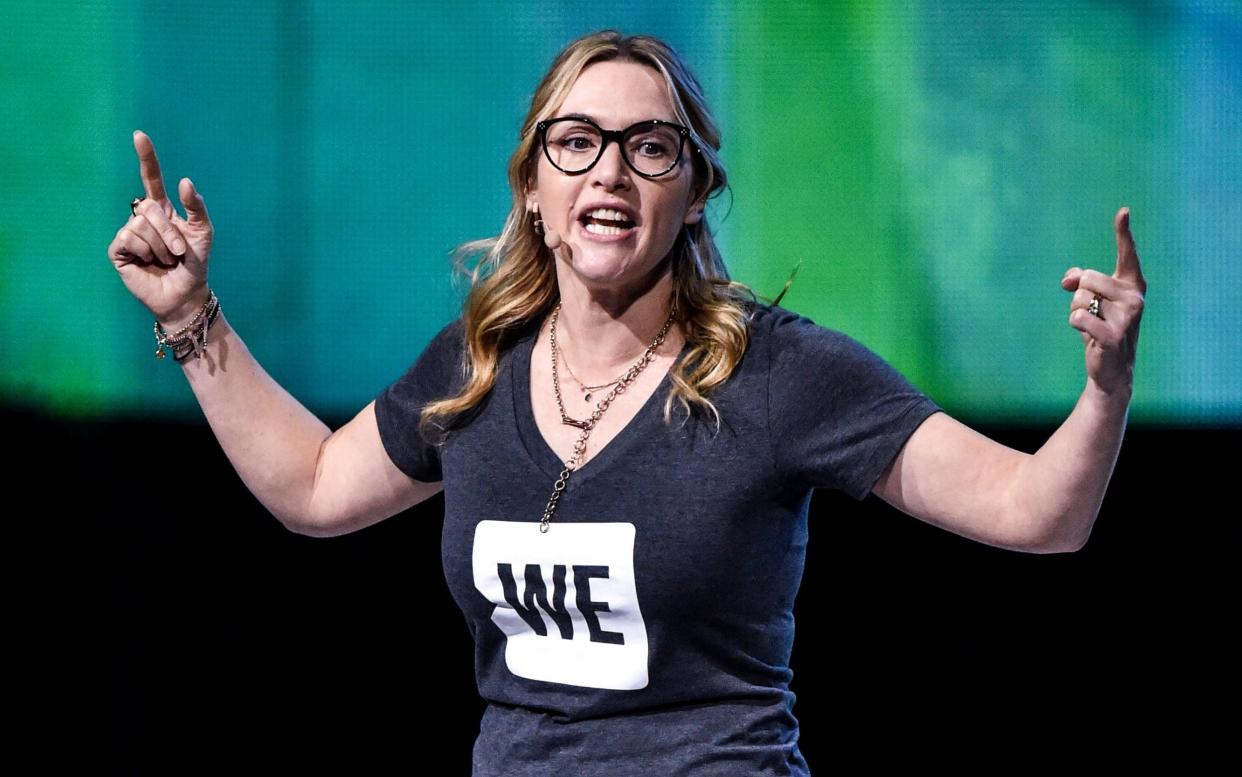 Kate Winslet speaks at the Wembley Arena on Wednesday - Rex Features