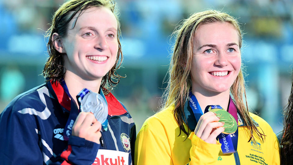 Ariarne Titmus upstaged Katie Ledecky in the 400m final. (Photo by Quinn Rooney/Getty Images)