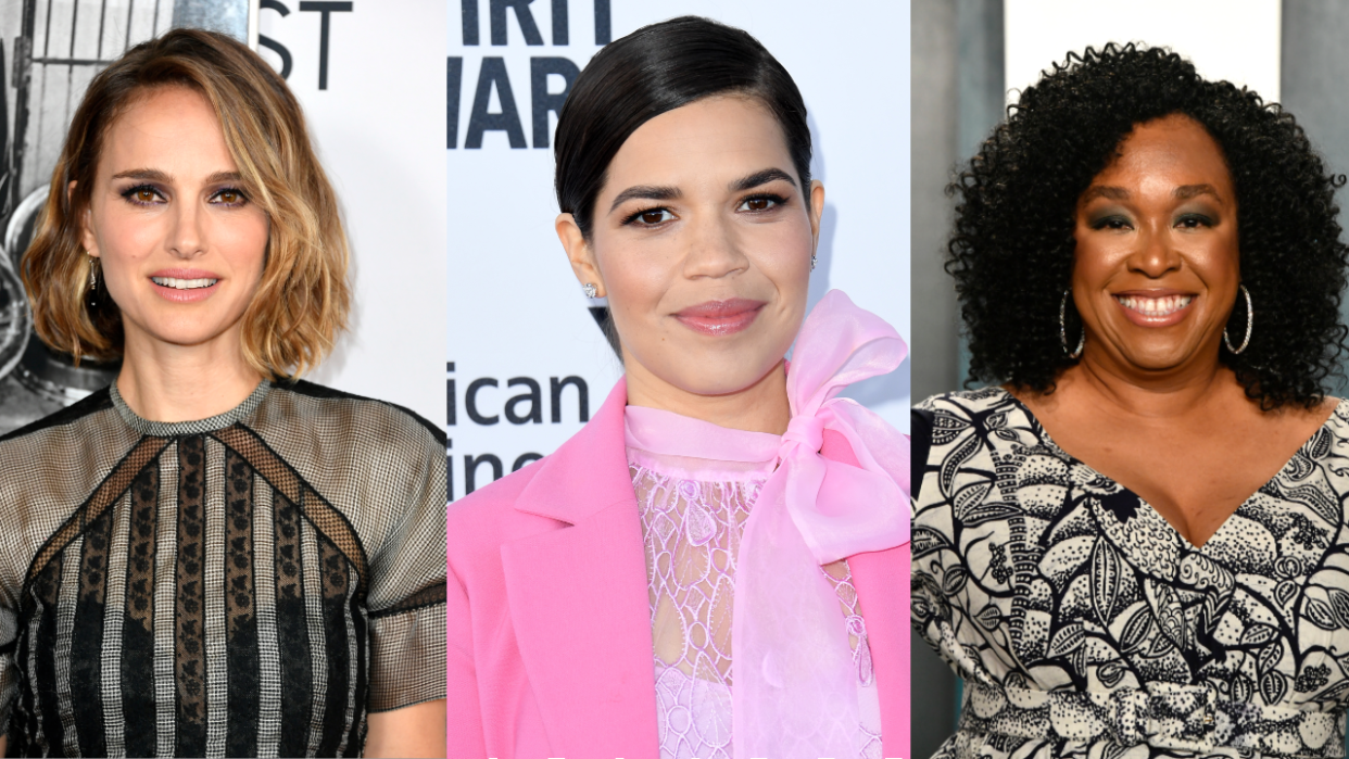 The new documentary NOT DONE, set to premiere on PBS in June, features celeb activists including, from left, Natalie Portman, America Ferrera and Shonda Rhimes. (Photos: Getty Images)