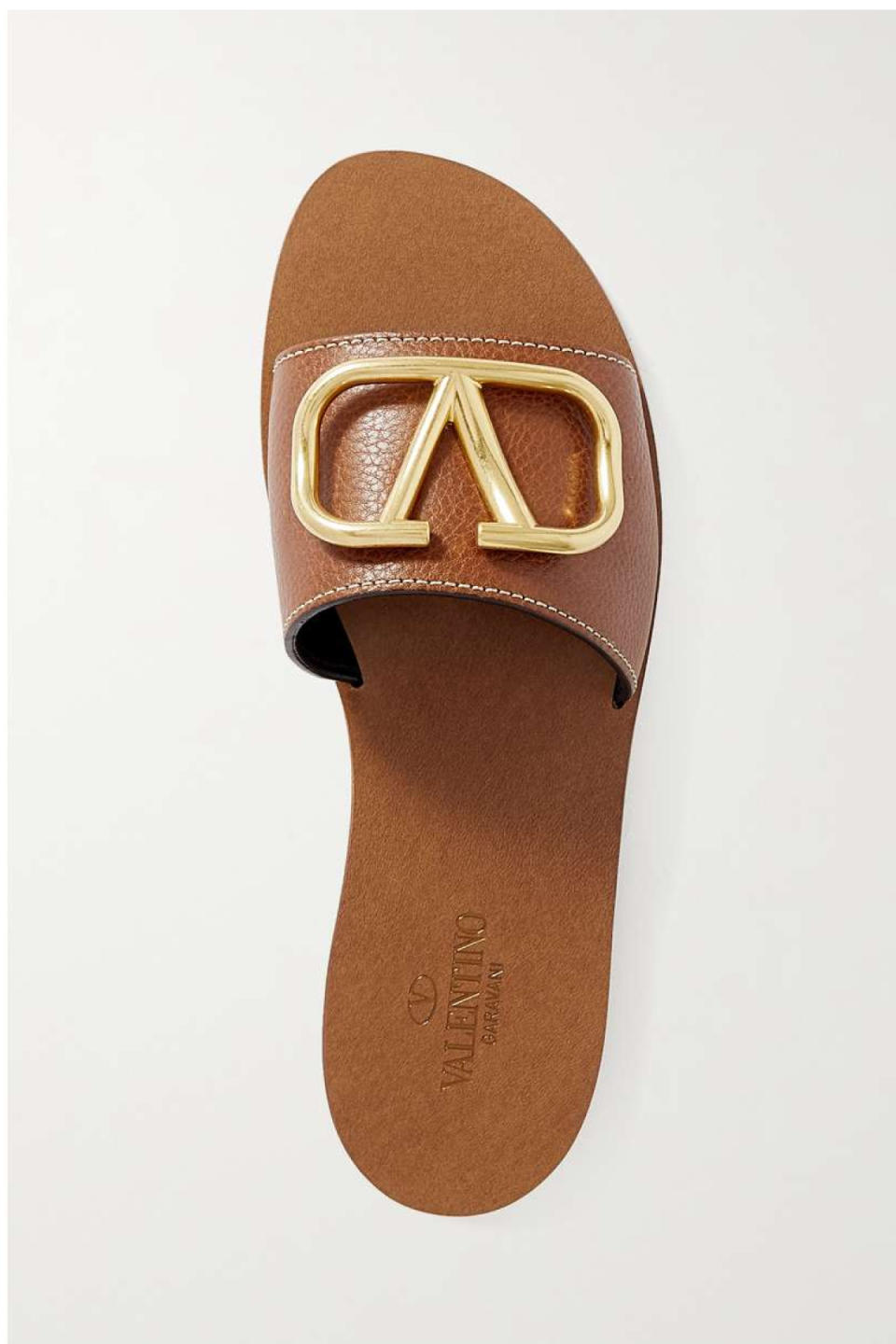 Valentino Garavani Vlogo Textured-Leather Slides