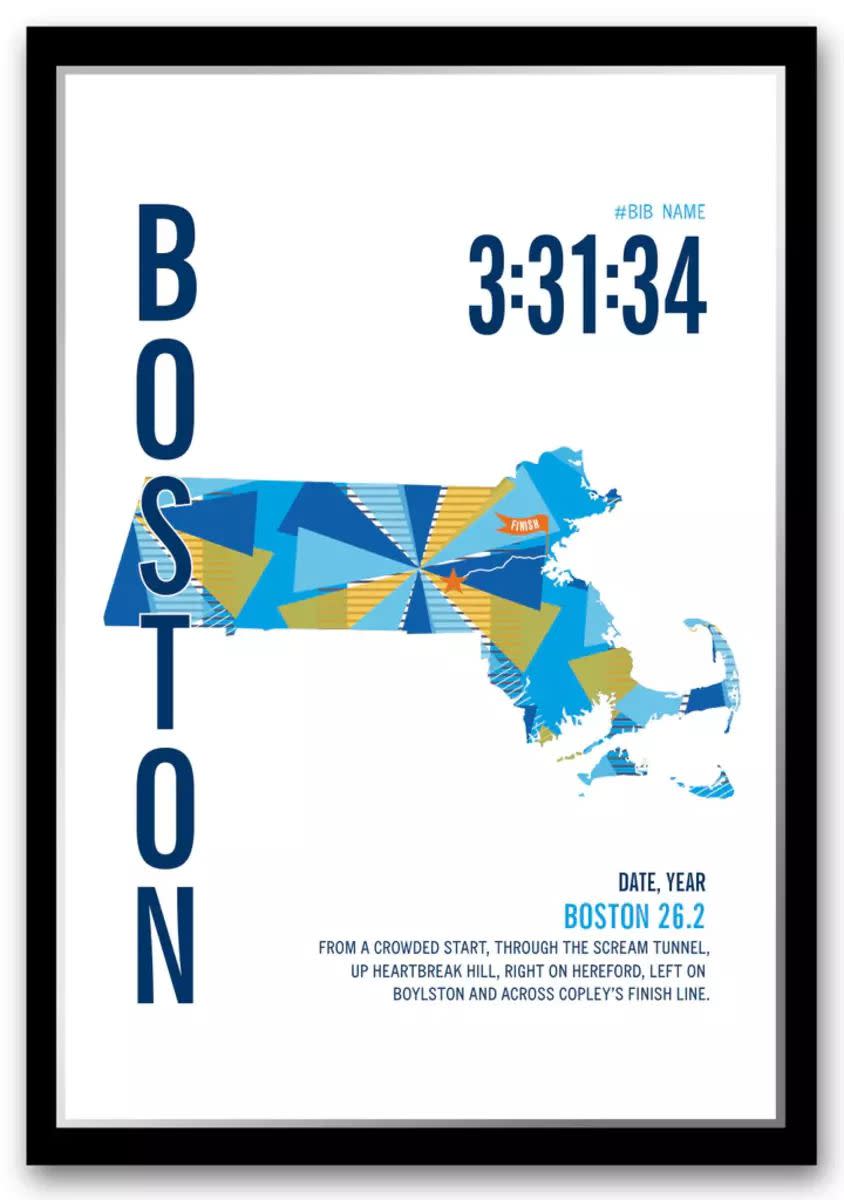 Run Ink Boston 26.2 Marathoner Map