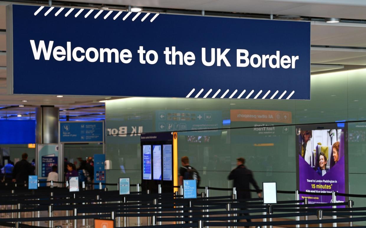 Analysis by Migration Watch reveals that 4.8 per cent of 1.9 million people who came to UK on work or study visas did not leave on time - Daniel Leal-Olivas/ AFP