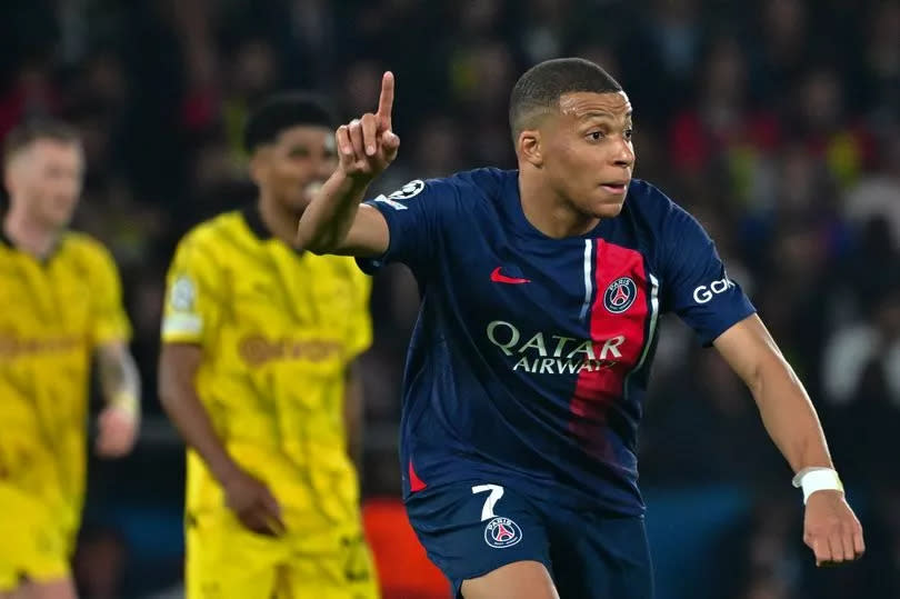 Kylian Mbappé of PSG reacts during the UEFA Champions League semi-final second leg match against Borussia Dortmund