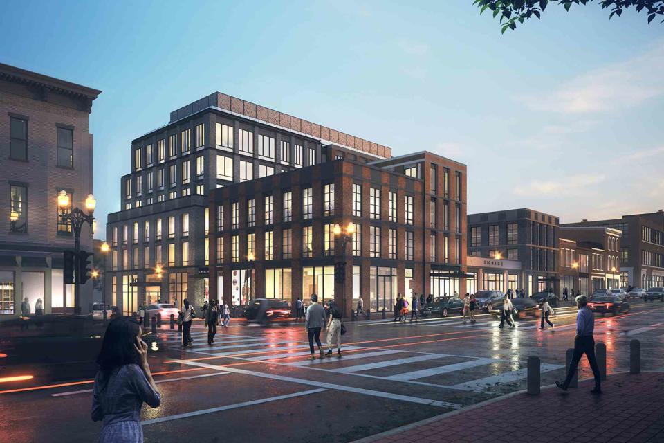 <p>Courtesy of Thor Equities Group</p> A rendering of The Bazaar House by José Andrés in Washington D.C.’s Georgetown