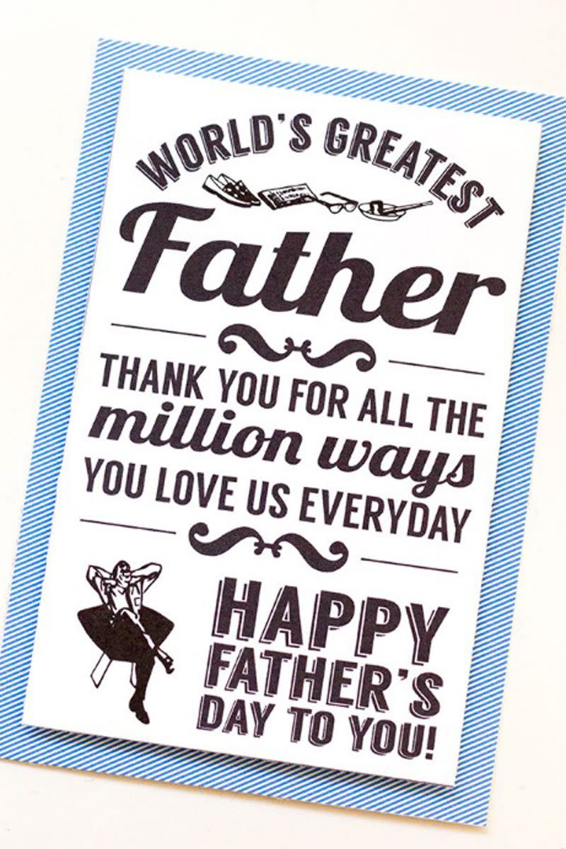 free fathers day cards - greatest father card