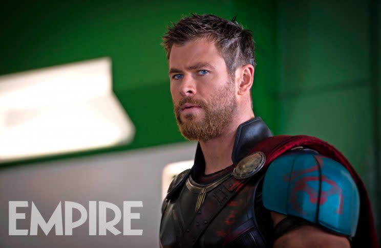 Thor suits up for combat in Thor: Ragnarok - Credit: Empire