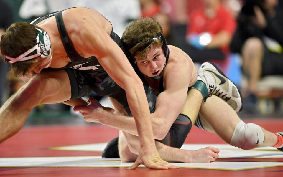 Penn State’s Bernie Truax controls Michigan State’s Layne Malczewski in a 184 lb quarterfinal match of the Big Ten Wresting Championships at the Xfinity Center at the University of Maryland on Saturday, March 9, 2024. Abby Drey/adrey@centredaily.com