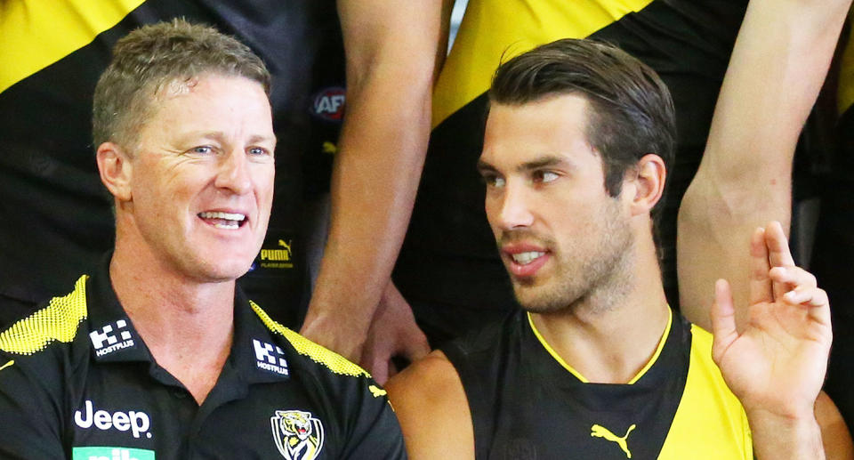 Pictured left to right, Damien Hardwick and Alex Rance during their time together at Richmond. 