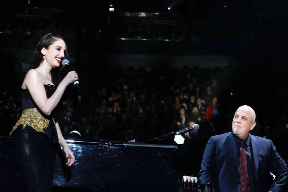 Alexa Ray Joel singing with dad Billy Joel at Madison Square Garden in December 2018.