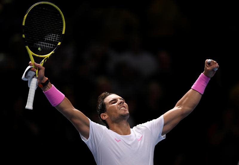 Rafael Nadal celebra tras vencer a Daniil Medvedev en el ATP Finals que se juega en Londres.