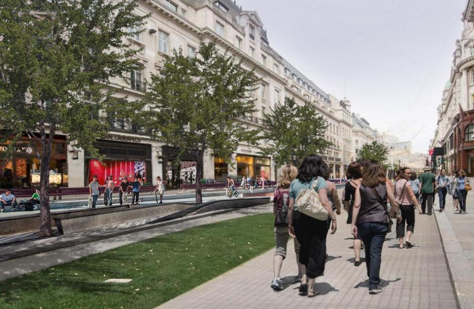 A mock up of a pedestrian friendly Regent's Street (Zaha Hadid Architects)