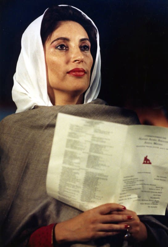 On November 16, 1988, Pakistanis voted Benazir Bhutto as prime minister, the nation's first female leader in modern history. UPI File Photo