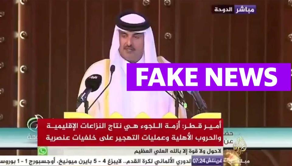 A false claim that the Emir of Qatar threatened to cut off the world's natural gas supply is just one of man pieces of fake news in the Israel-Gaza conflict. 