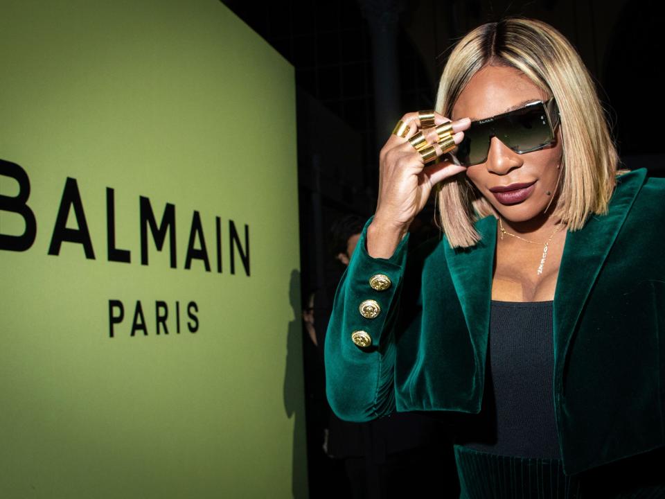 Serena Williams attends the Balmain Ready To Wear Fall/Winter 2022-2023 fashion collection.