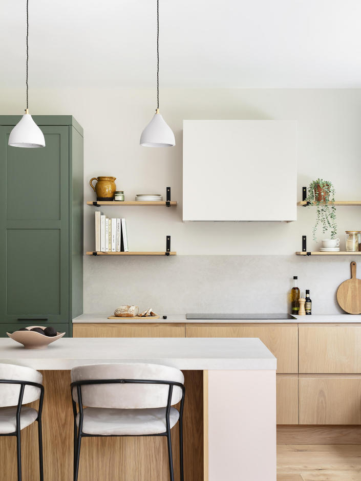 <p> A minimal colour scheme is essential in creating the calm, relaxing sanctuary that epitomizes Scandi-style. Use traditional white kitchen ideas as your base and then accent with creams, greens and blues for a serene, bright and airy kitchen. Blonde woods and gold accents will introduce warmth to the space and unify the look. </p>