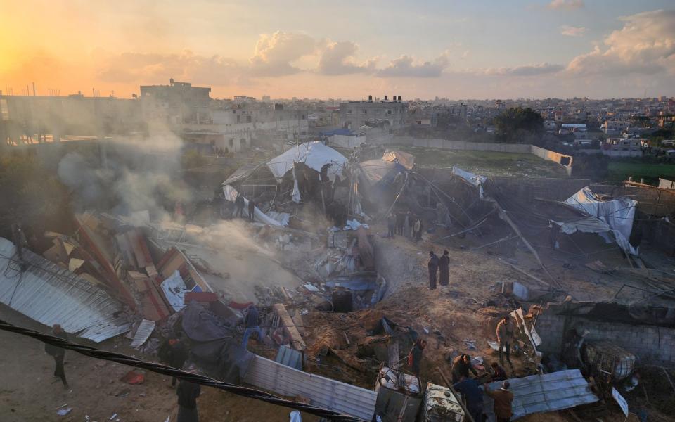 Damage to a building in Rafah hit by Israeli forces