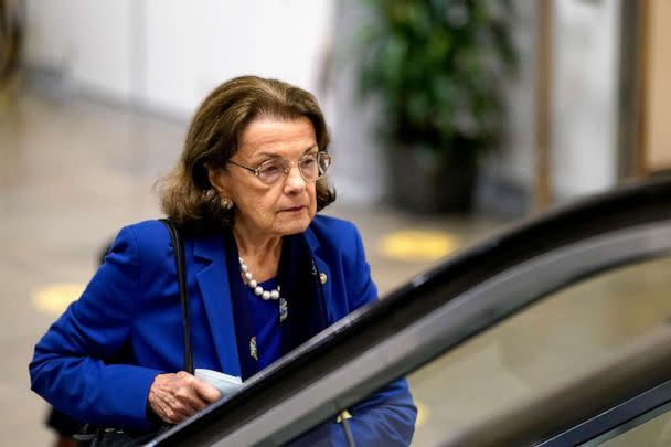 PHOTO: Senator Dianne Feinstein moves through the Senate subway during a vote at the U.S. Capitol in Washington, September 21, 2022. (Elizabeth Frantz/Reuters, FILE)