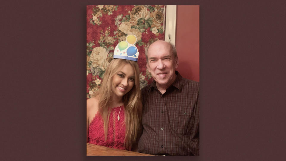 Ellie and her father, Geoff, on Ellie&rsquo;s 19th birthday, about two months after she was told her mother had died. (Photo: Illustration: HuffPost; Photo: Courtesy of Ellie Green)