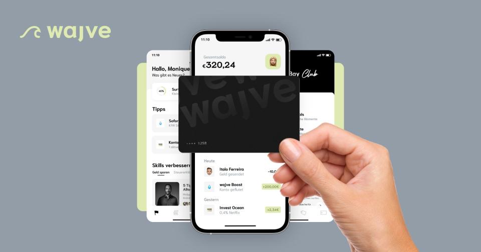 Erster Blick auf das Design von Wajve-Karte und App.