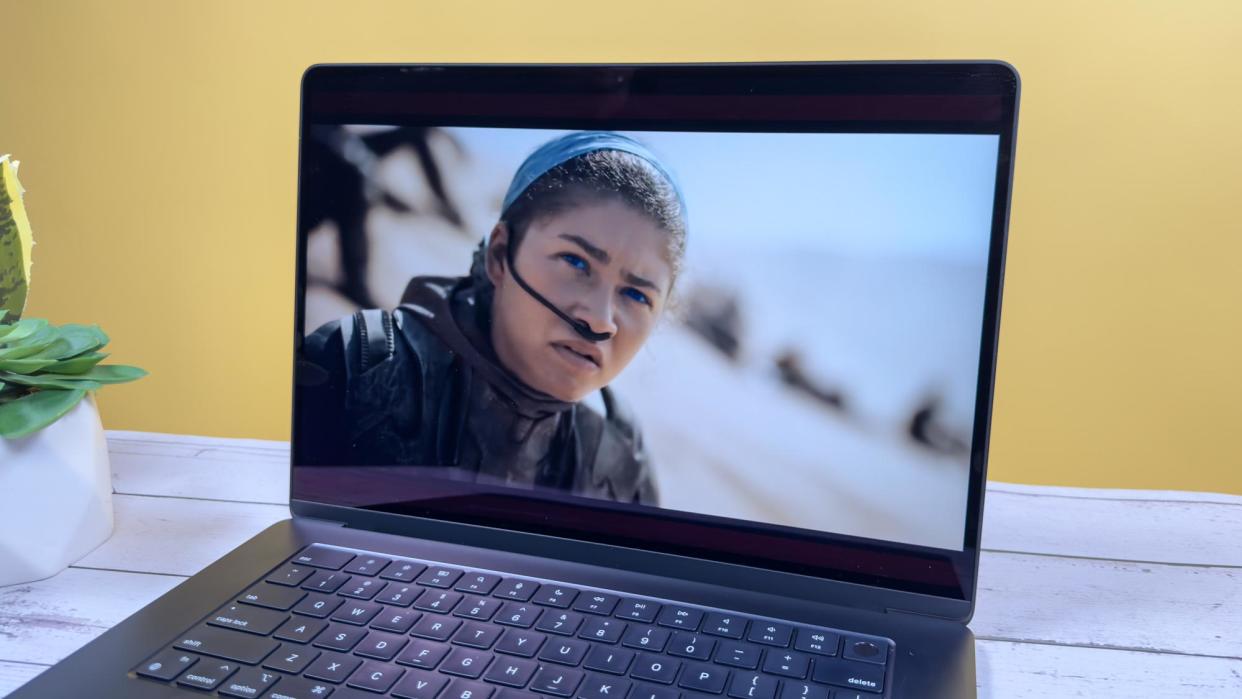  MacBook Air 15-inch M3 display showing Dune 2 trailer . 