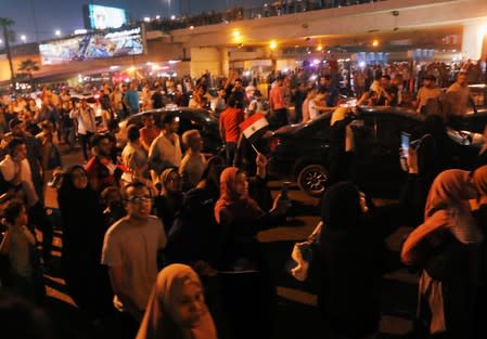 People gather in Tahrir Square in Cairo