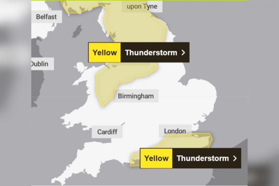 South Wales Argus: According to the Met Office, areas of Wales that will be affected by thunderstorms are: Conwy, Denbighshire, Flintshire, Gwynedd, Powys and Wrexham.