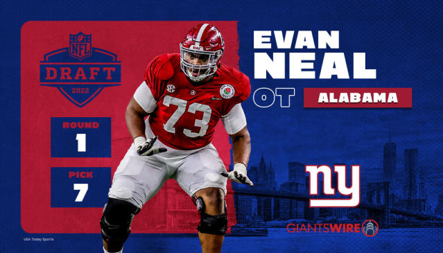 NFL Draft: Alabama's Evan Neal's New York Giants jersey now for