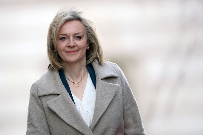 FILE PHOTO: Britain's International Trade Secretary Liz Truss arrives at Downing Street in London, Britain