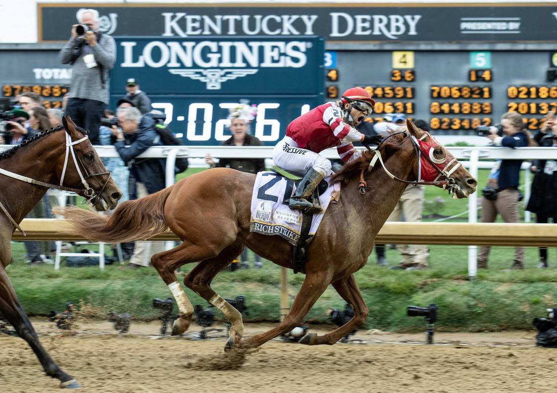 Rich Strike, winner of this year’s Kentucky Derby at odds of 80-1, is 20-1 on the morning line for Saturday’s Breeders’ Cup Classic at Keeneland. Grace Ramey/photo@bgdailynews.com