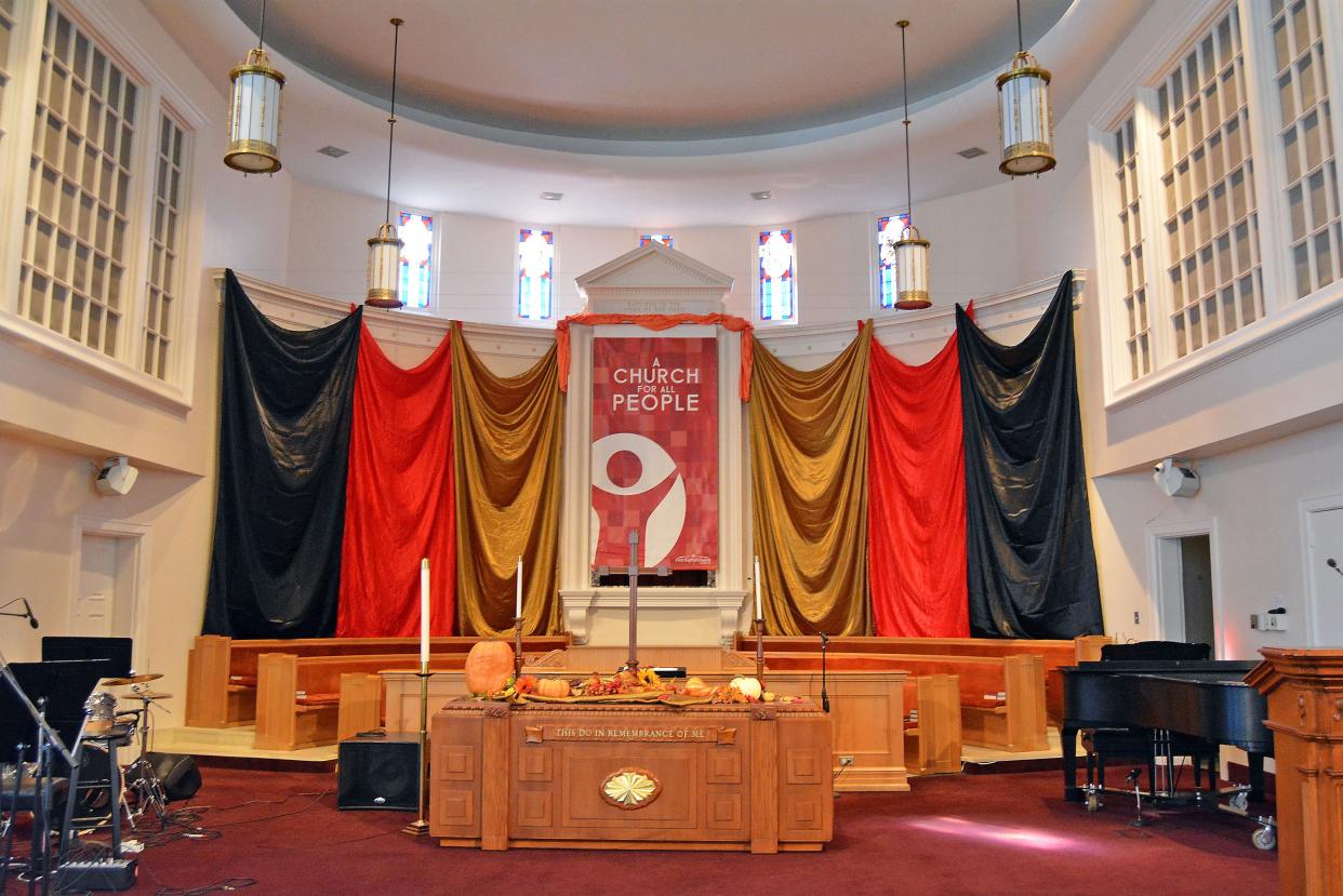 A view of the chancel of First Baptist Church. The church was founded Nov. 22, 1823 and will have special dedication service Nov. 12.