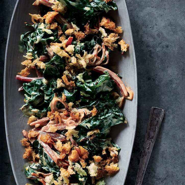 Creamed Swiss Chard with Lemony Breadcrumbs