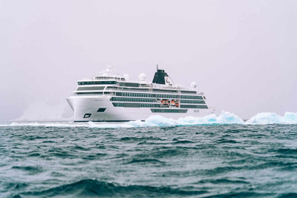 <p>Courtesy of Viking Cruises</p> Viking Polaris in Antarctica.