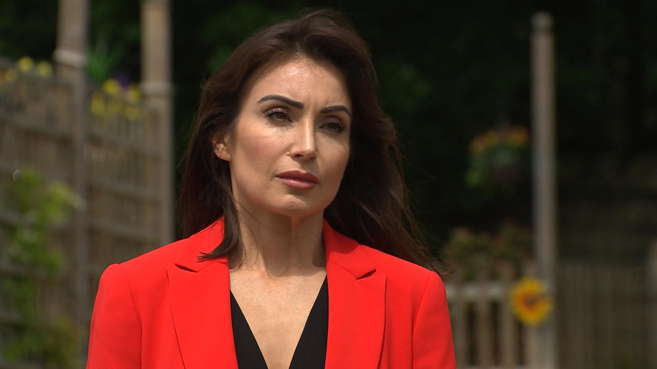 FROM ITV

STRICT EMBARGO 
Print media - No Use Before Tuesday 27th July 2021
Online Media - No Use Before Tuesday 27th July 2021

Emmerdale - Ep 9115

Monday 2nd August 2021  

Keen to shift Leyla Cavanagh [ROXY SHAHIDI] from her life Meena Jutla [PAIGE SANDHU] match makes again between Liam Cavanagh [JONNY MCPHERSON] and Leyla - but will it work?   

Picture contact David.crook@itv.com 

This photograph is (C) ITV Plc and can only be reproduced for editorial purposes directly in connection with the programme or event mentioned above, or ITV plc. Once made available by ITV plc Picture Desk, this photograph can be reproduced once only up until the transmission [TX] date and no reproduction fee will be charged. Any subsequent usage may incur a fee. This photograph must not be manipulated [excluding basic cropping] in a manner which alters the visual appearance of the person photographed deemed detrimental or inappropriate by ITV plc Picture Desk. This photograph must not be syndicated to any other company, publication or website, or permanently archived, without the express written permission of ITV Picture Desk. Full Terms and conditions are available on  www.itv.com/presscentre/itvpictures/terms