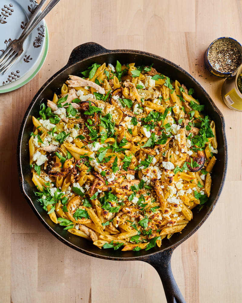 Baked Skillet Pasta with Chicken, Artichokes, and Lemon