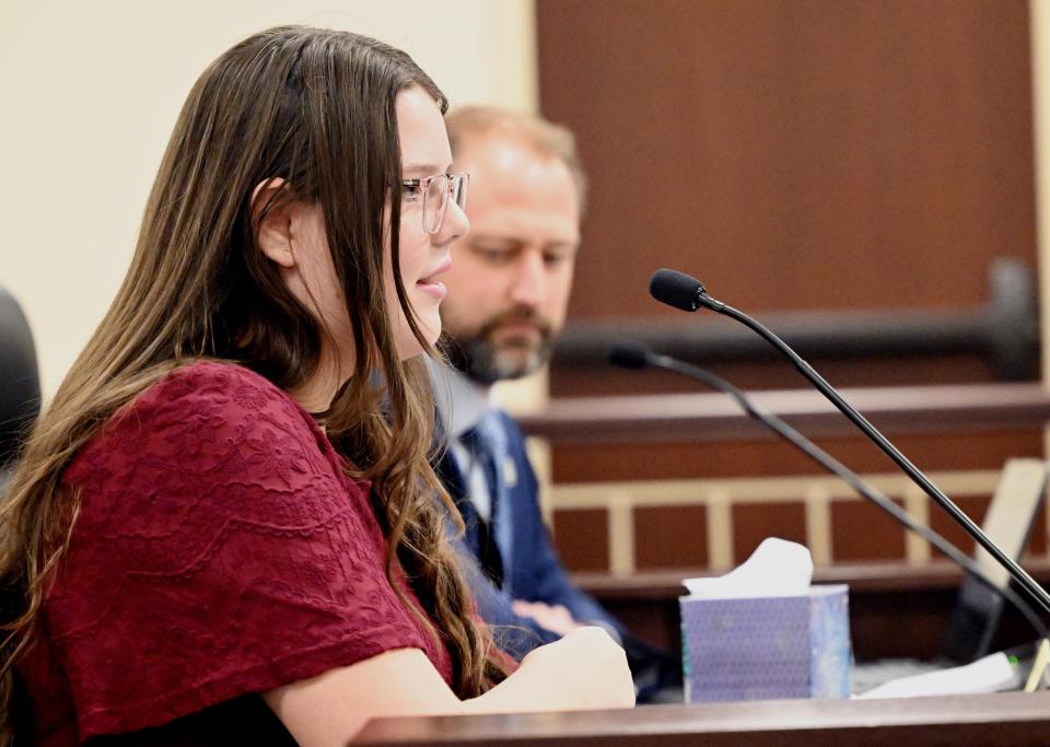 Liddy Johnson, a 15-year-old Lone Peak High School student, talks about her battle with social media and about her choice to take her own life and then changing her mind, as she talks in favor of HB464 in the House Judiciary Committee at the Capitol in Salt Lake City on Wednesday, Feb. 14, 2024. | Scott G Winterton, Deseret News