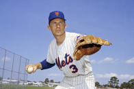CORRECTS THAT HARRELSON DIED EARLY THURSDAY, JAN. 11, NOT WEDNESDAY NIGHT, JAN. 10, AS ORIGINALLY SENT - FILE - New York Mets' Bud Harrelson posed in 1970. Bud Harrelson, the scrappy and sure-handed shortstop who fought Pete Rose on the field during a playoff game and helped the New York Mets win an astonishing championship, died early Thursday, Jan. 11, 2024. He was 79. The Mets said Thursday morning that Harrelson died at a hospice house in East Northport, New York after a long battle with Alzheimer's. (AP Photo)
