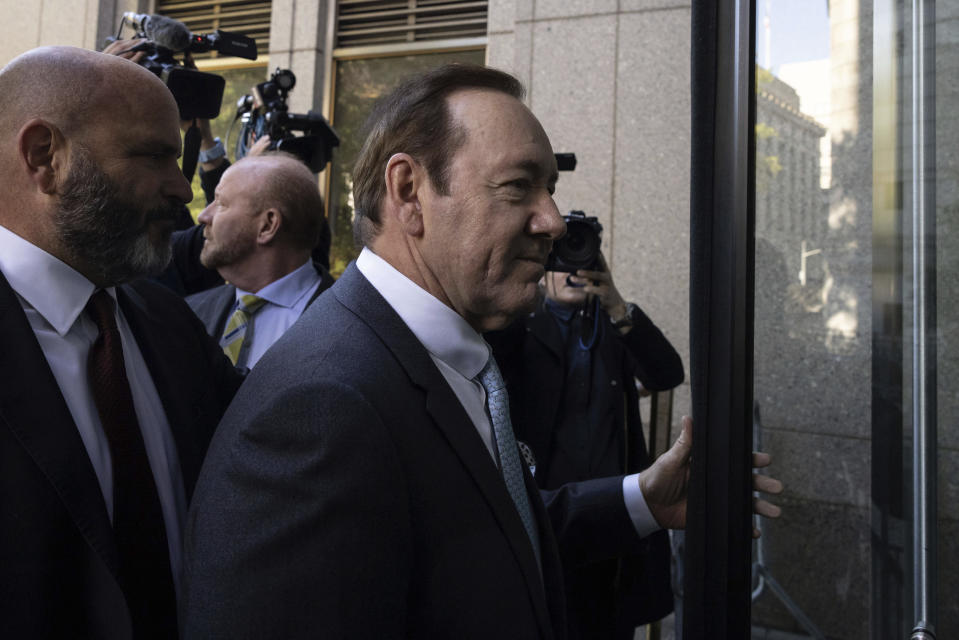 Actor Kevin Spacey arrives at court for the civil lawsuit trial, Thursday, Oct 6, 2022, in New York. (AP Photo/Yuki Iwamura)