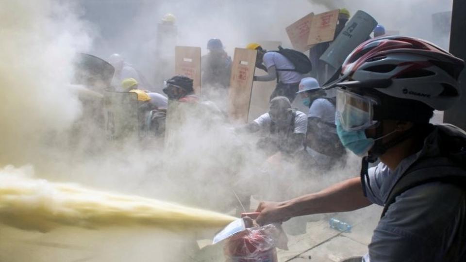 Manifestaciones en Yangon