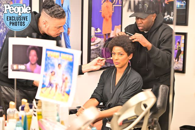 <p>ABC/Jeff Neira</p> Johnny Wright and Raul Otero prep Tamron Hall ahead of taping her Halloween episode