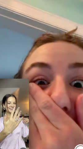 <p>Brooke Hyland/Titkok</p> Chloe Lukasiak reacts to Brooke Hyland's engagement