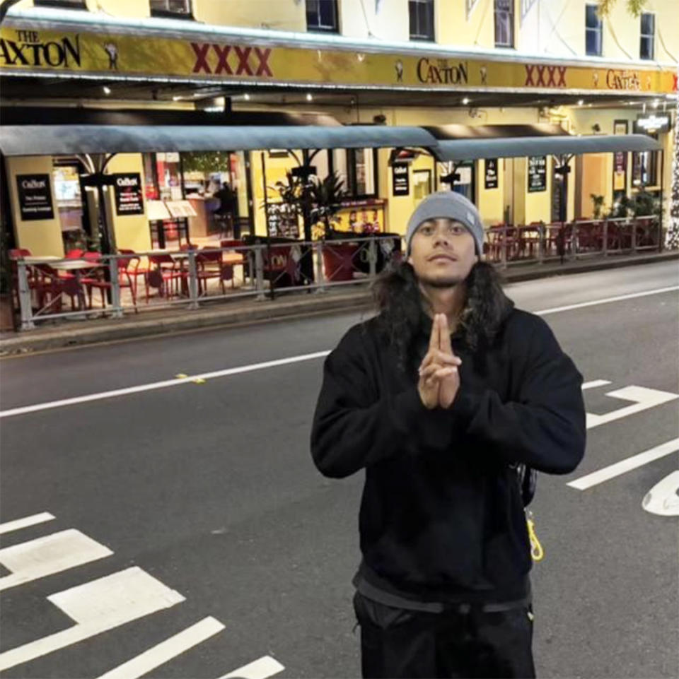 Jarome Luai, pictured here outside the Caxton Hotel.