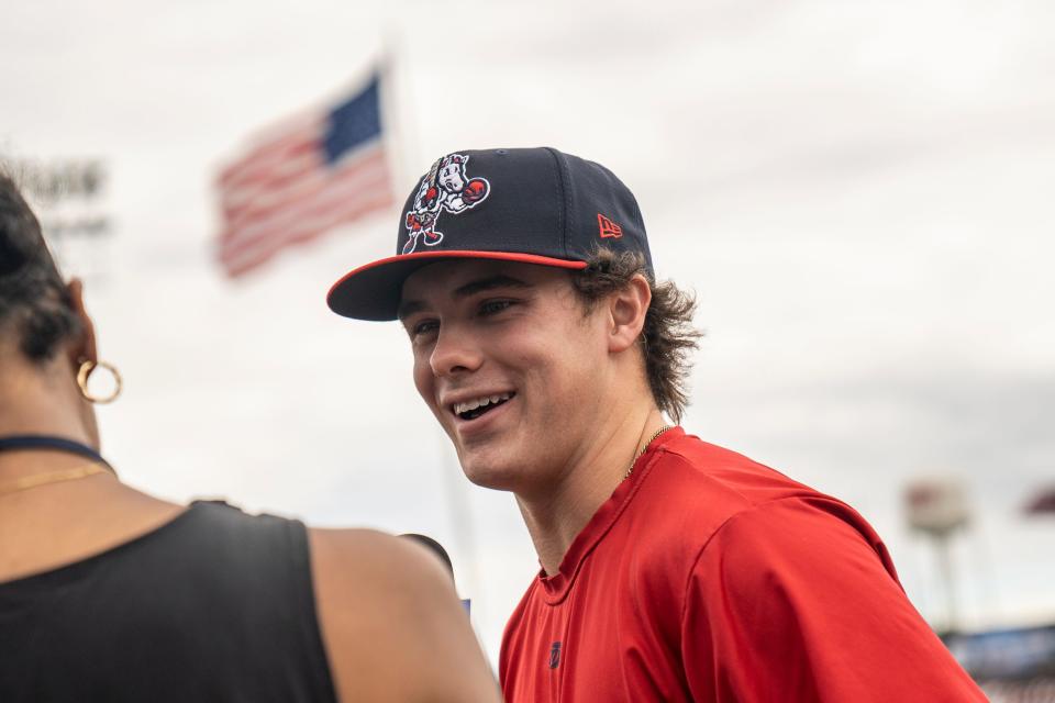 Aug 8, 2023; Bridgewater, NJ; Mets' new minor league prospect Drew Gilbert is shown at TD Bank Ballpark.