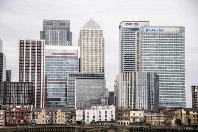 The skyline of Canary Wharf in London 