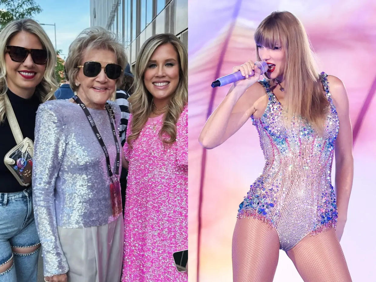Nancy Strong sah Taylor Swift in Paris mit zwei ihrer Enkelkinder. Dafür flog sie von Dallas nach Paris.  - Copyright: Jennifer Strong/Kevin Mazur/TAS24/ Getty Images